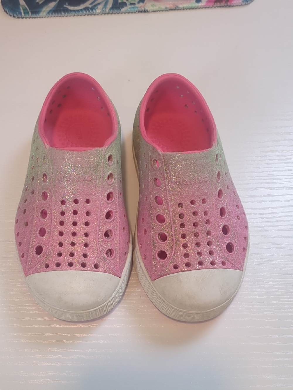Native Kids Glitter Slip-On Water Shoes - Pink and Green